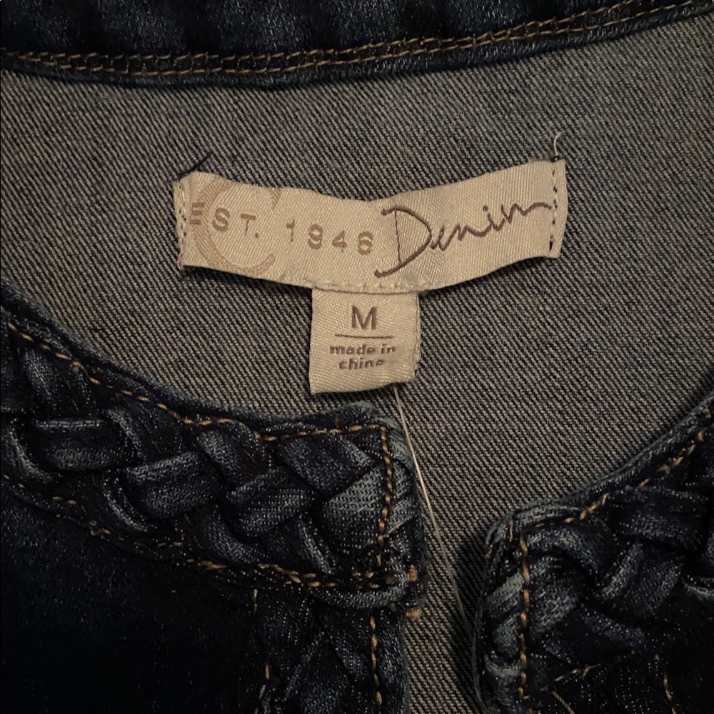 J/M Sportswear by Cato Dark Wash Open Front Denim Jacket Blazer M New - Picture 3 of 11